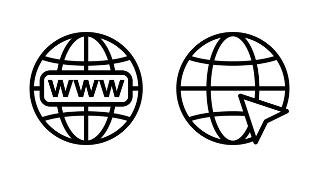 Web icon set vector. go to web sign and symbol. web click icon. Global search icon