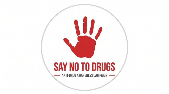 Red hand symbol for an anti drug awareness campaign poster
