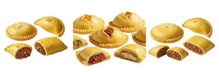 Baked savory filled case processing specimen showcasing structural culinary parameters, organic material components, substance density, and moisture level metrics within food science database file © Zakir