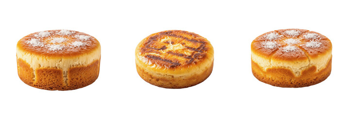 Baked root starch pastry processing specimen showcasing structural culinary parameters, organic material components, substance density, and moisture level metrics within food science database file © Zakir