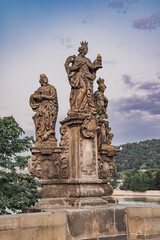 Fototapeta premium Baroque Statues on Charles Bridge in Prague