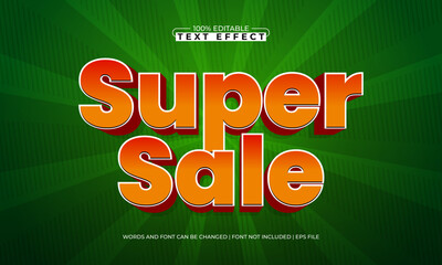 Naklejka premium Super Sale Editable Text Effect - Bold Promo Typography for Discount and Marketing Design