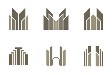 Obraz premium buildings office logo icons vector set