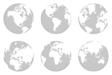 dotted world map globe vector illustration set © Blasko Rizov