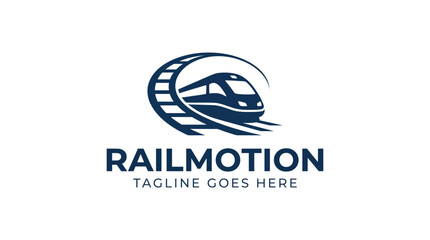 Dynamic Railmotion logo featuring a speeding train on a curved circular track. © Aroma