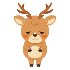 Fototapeta premium お辞儀するシカキャラクターイラスト／Cute Deer Character Bowing, Illustration