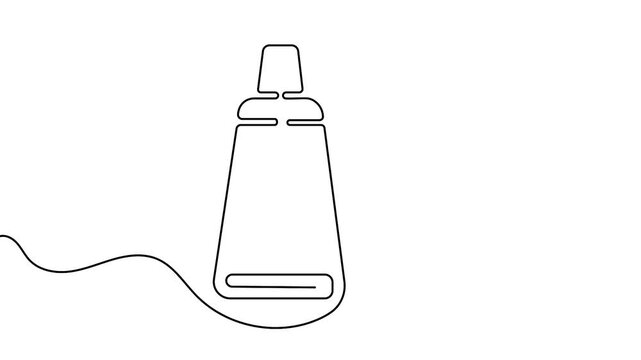 Toothpaste and toothbrush continuous line drawing 4K animation video showing dental care concept