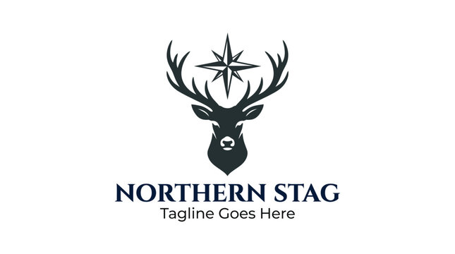 Northern Stag minimalist logo with a deer head and compass star.