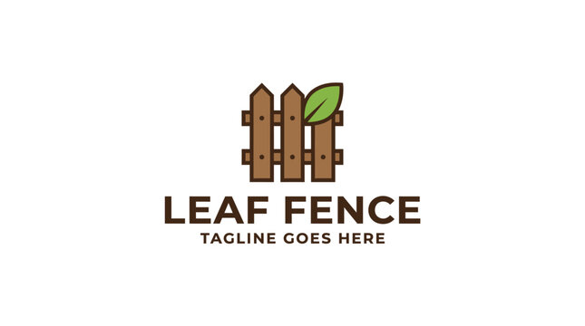 Wooden fence with a green leaf logo for landscaping or gardening services.