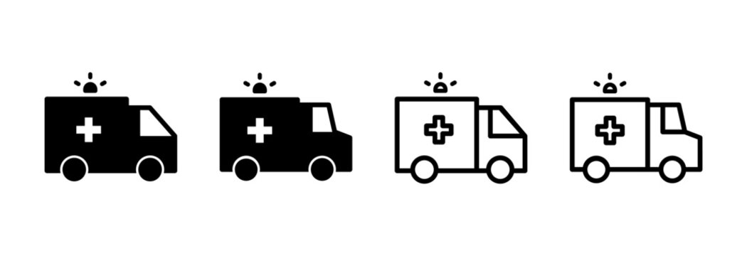 Ambulance icon symbol for apps and websites. ambulance truck sign and symbol. ambulance car