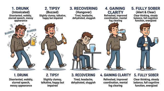 Man Experiences Drunk to Sober Stages with Beer