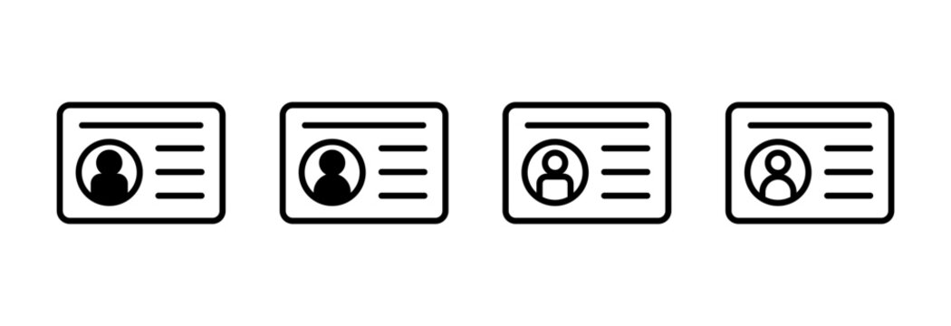 License icon symbol for apps and websites. ID card icon. driver license, staff identification card