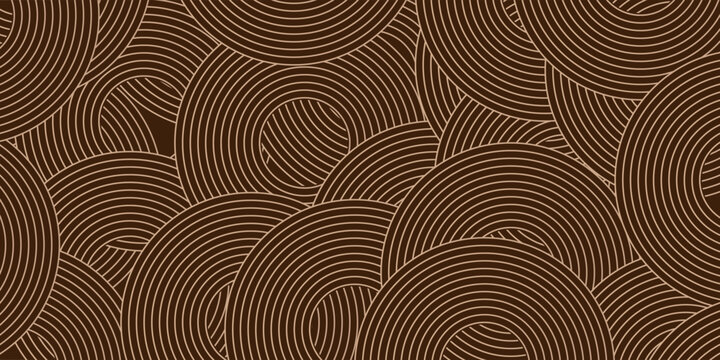 Abstract background with elegant brown and bronze concentric circles. Modern geometric line design on a dark chocolate backdrop, symbolizing luxury, organic connectivity, and sophisticated motion.