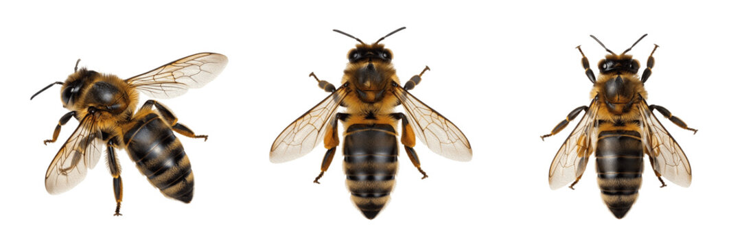 Queen bee detailed wings, Apis mellifera, Apidae family, honeybee clear flight membrane cell network, longitudinal veins costal margin pterostigma cells arrangement, light refraction glare