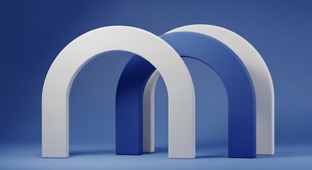 Fototapeta premium Minimalist white archway structure with two openings