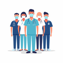 Fototapeta premium Diverse Medical Team Wearing Face Masks