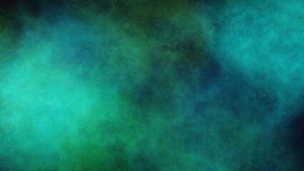 Bright cyan and lime green glowing smoke against deep black background. Intense luminous nebula cloud with powerful light source and soft diffusion, ideal for energy, magic © Taya