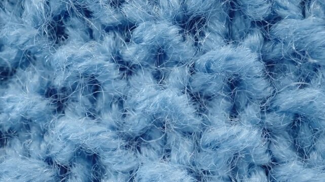 Macro Close Up Of Blue Knitted Fabric Texture