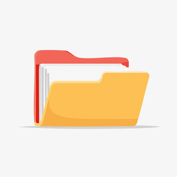 Yellow and Red Folder Icon with Documents