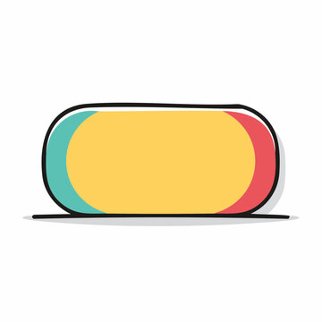 Abstract Rounded Rectangle with Yellow Center and Teal and Red Edges