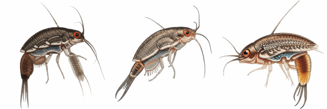 Queen silverfish reproductive female, Lepisma saccharina, Lepismatidae family, apterygote wingless bristletail gravid profile, micro scale silver texturing surface crawl path layout index