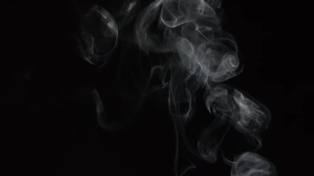 White Smoke Vapor Rising On Black Background Cinematic Fog Motion