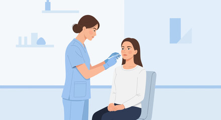 Obraz premium Doctor Performing Cosmetic Injection on Patient's Face in Clinic