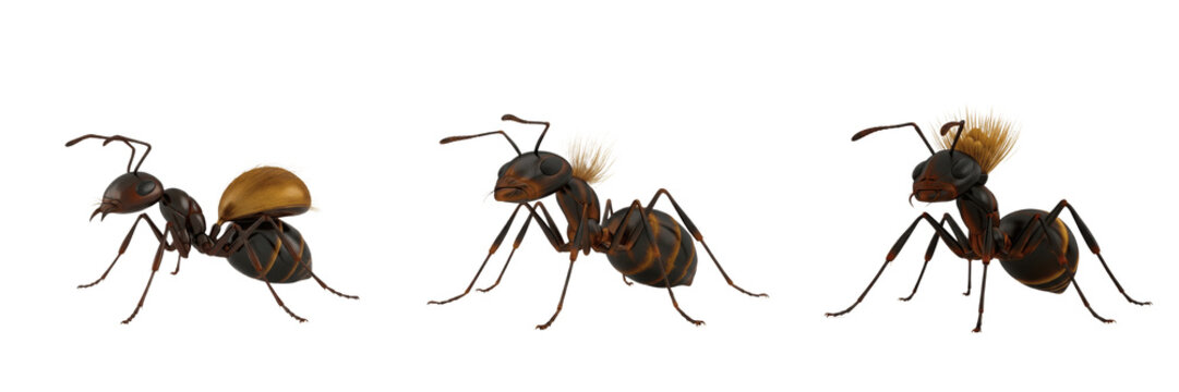 Queen ant 3d render, Solenopsis invicta, Formicidae family, fire ant dealate hyper-fidelity polygonal mesh mapping, ambient occlusion lighting shadows, digital insect mesh structural model