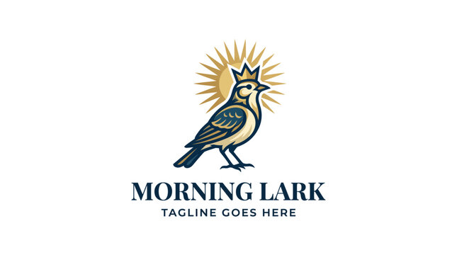 Morning Lark logo with a crowned bird perched in front of a sunburst.