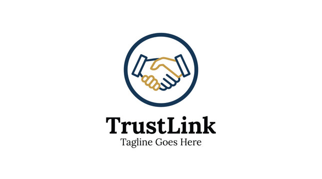 Trust link logo with handshake inside circle border.