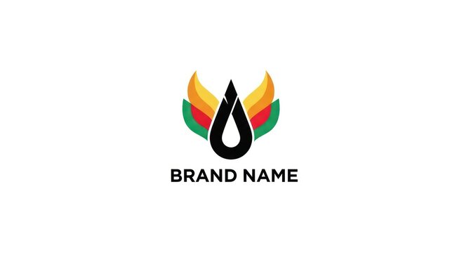 Colorful winged drop logo design
