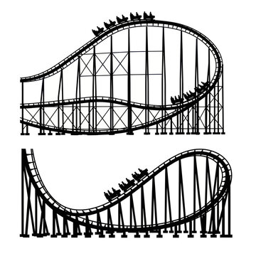 Roller Coaster Silhouette, Thrill Ride, Amusement Park, Fun, Excitement