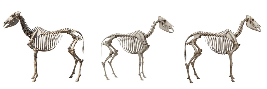 Zebra skeleton, Equus quagga, side profile, horse-like anatomy with long limb bones, Equidae striped equid osteology, unguligrade perissodactyla skeletal framework profile calibration index chart