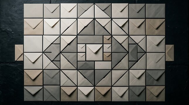 Symmetrical pattern of neutral envelopes on a dark stone surface