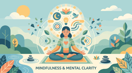 Naklejka premium Woman Meditating in Lotus Position.