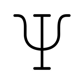 Psi symbol, the 23rd letter of the greek alphabet, used as a symbol for psychology and psychiatry, vector icon