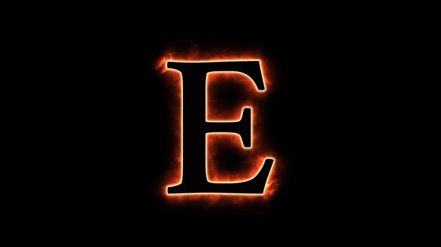 Fire Letter [A-Z] Animation with Burning Flame Effect on Black Background