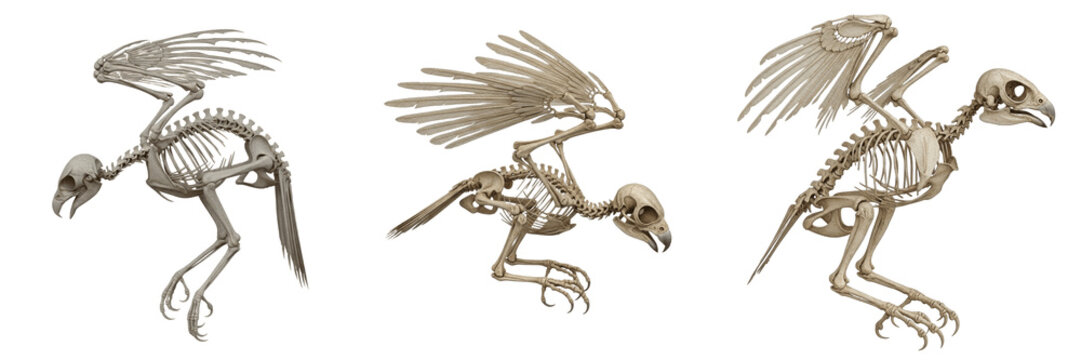 Peregrine falcon skeleton, Falco peregrinus, diving pose anatomy, sharp beak structure, Falconidae high-velocity avian raptor osteology, streamlined thoracic girdle skeletal assembly mapping setup