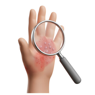 Magnified View of Blisters on a Reddened Hand