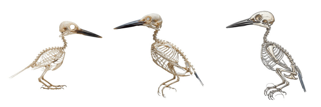 Kingfisher skeleton, Alcedo atthis, perched posture, tiny bird bone anatomy, Alcedinidae coraciiform syndactyl syndactylous foot structure, dagger bill cranial bones profiling template setup diagram