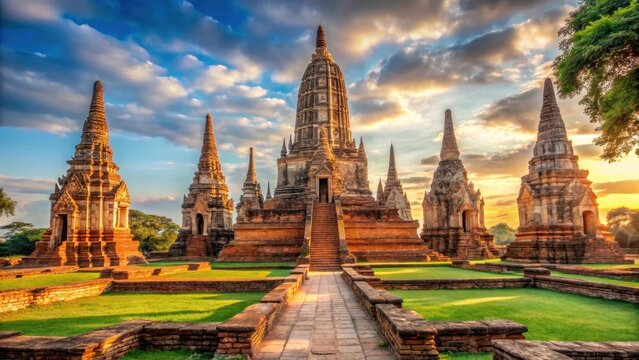Pagoda at wat chaiwatthanaram temple is one of the famous temple in ayutthaya
