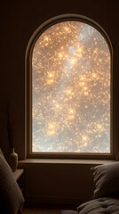Fototapeta premium Glowing Epoxy Resin Window Revealing UV Galaxy Dreamscape