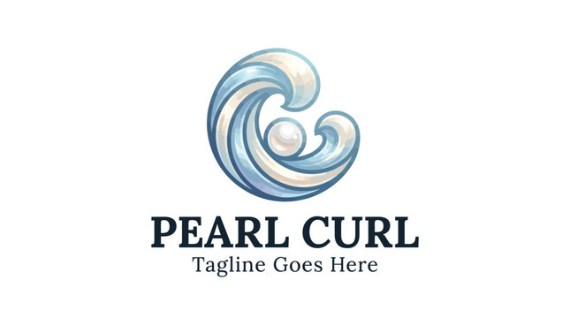 Pearl Curl logo featuring a stylized ocean wave wrapping around a lustrous pearl.