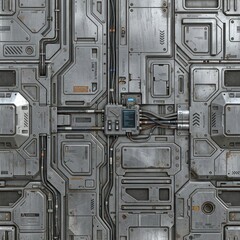 Fototapeta premium Industrial robotic futuristic metal panel.