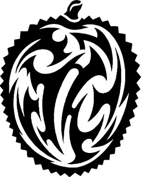 Tribal durian fruit pattern in black and white
