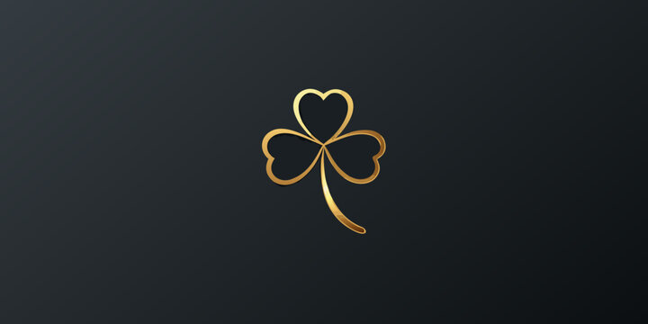 Golden Clover Icon On Dark Gray Background Minimalist Design