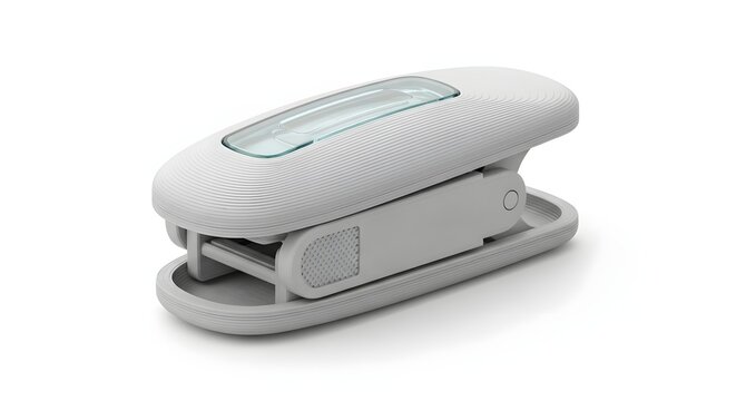 White and gray stapler isolated on white background office supply product photo