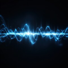 Fototapeta premium Brilliant blue energy wave pulsates across a dark background displaying sound visualization