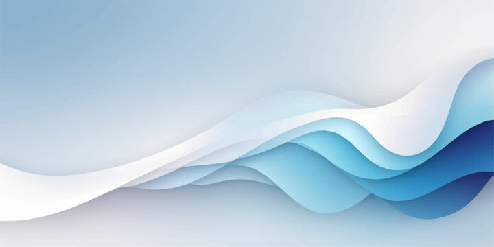 Abstract Blue Wave Vector Background with Flowing Water Curves, Light Lines, Modern Digital Pattern and Smooth Wavy Design