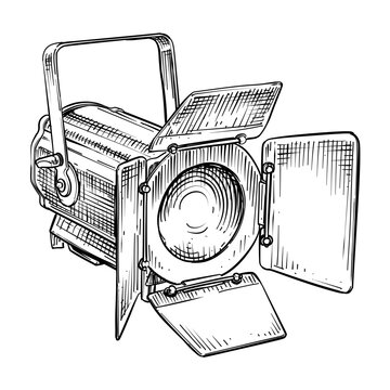 fresnel spotlight vector line art hand drawn illustration
